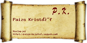 Paizs Kristóf névjegykártya